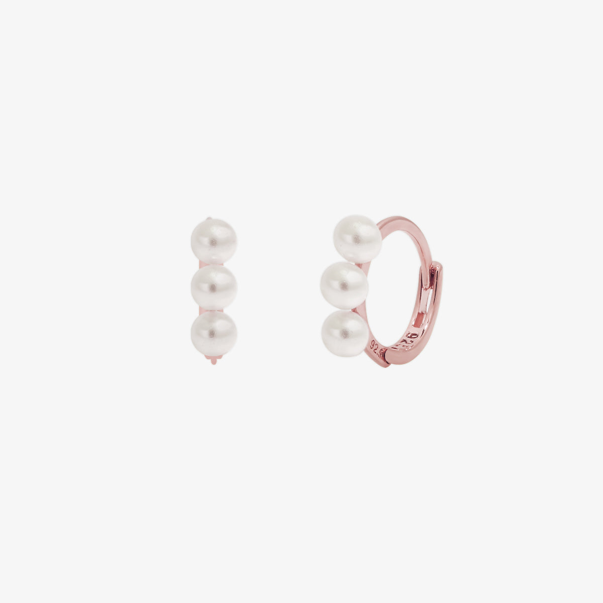 Triple Pearls Huggie Earring