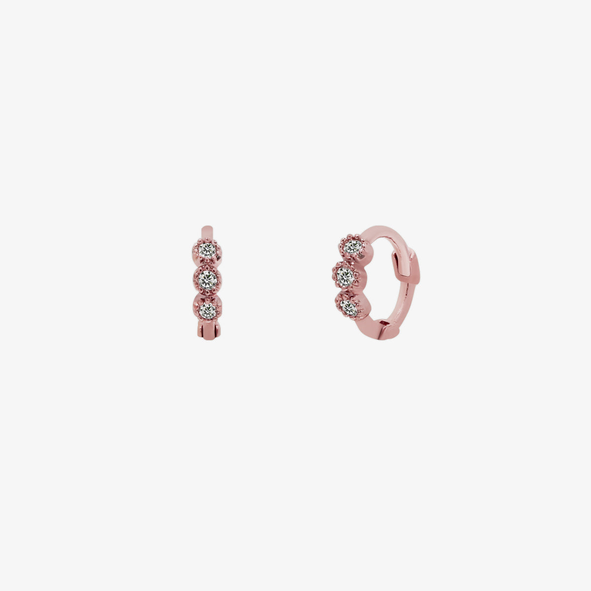 Triple Cubic Huggie Earring