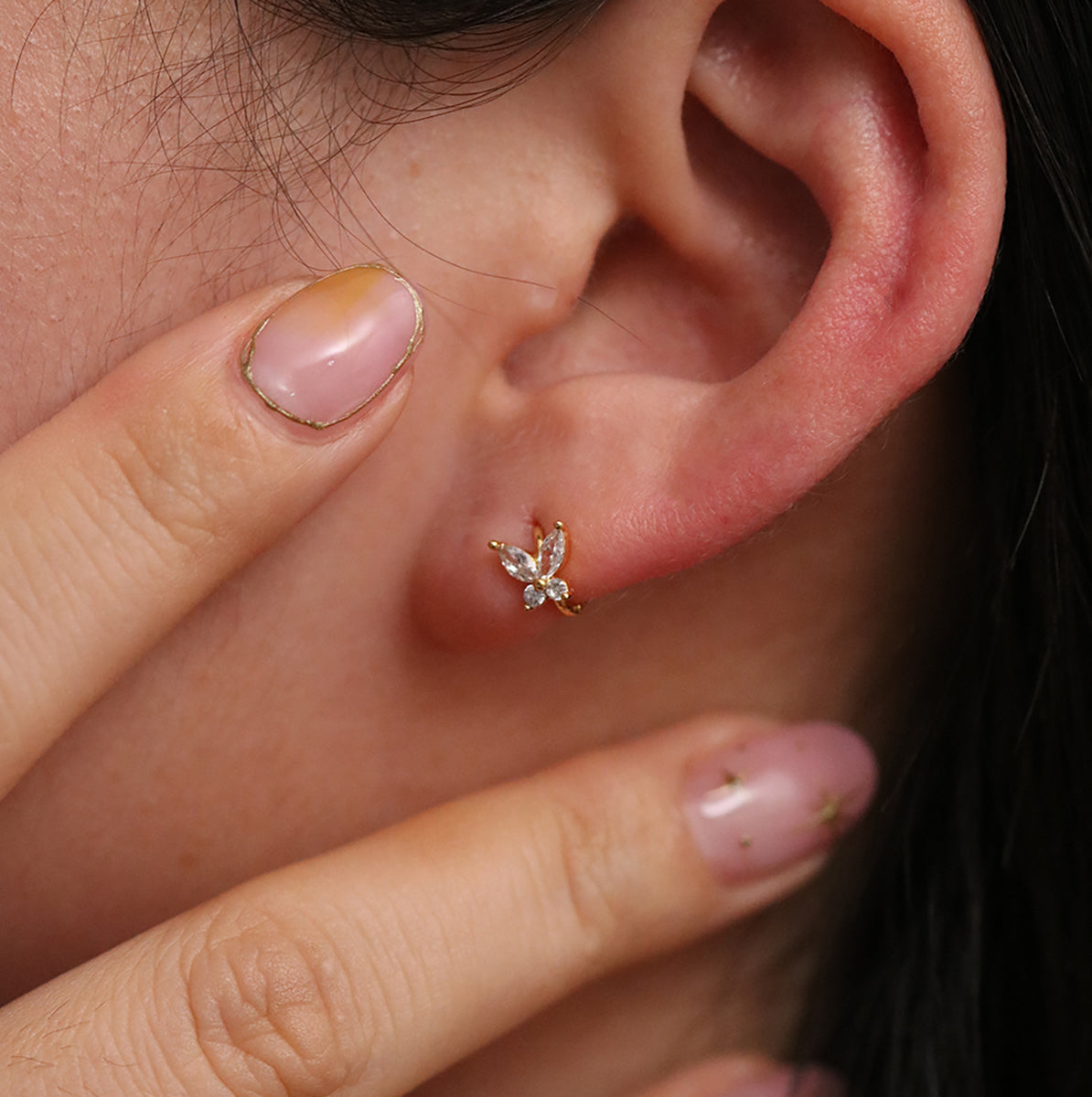 Crystal Butterfly Huggie Earring