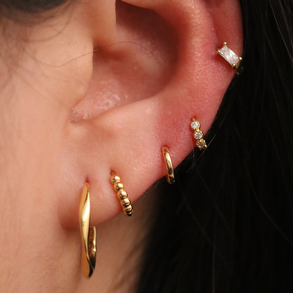 Square cubic huggie earring