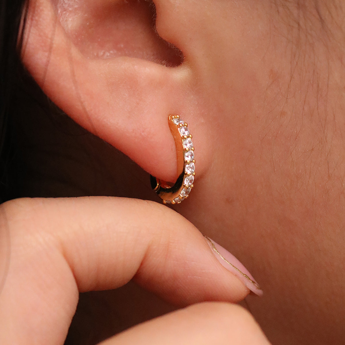 Claw pave huggie earrings