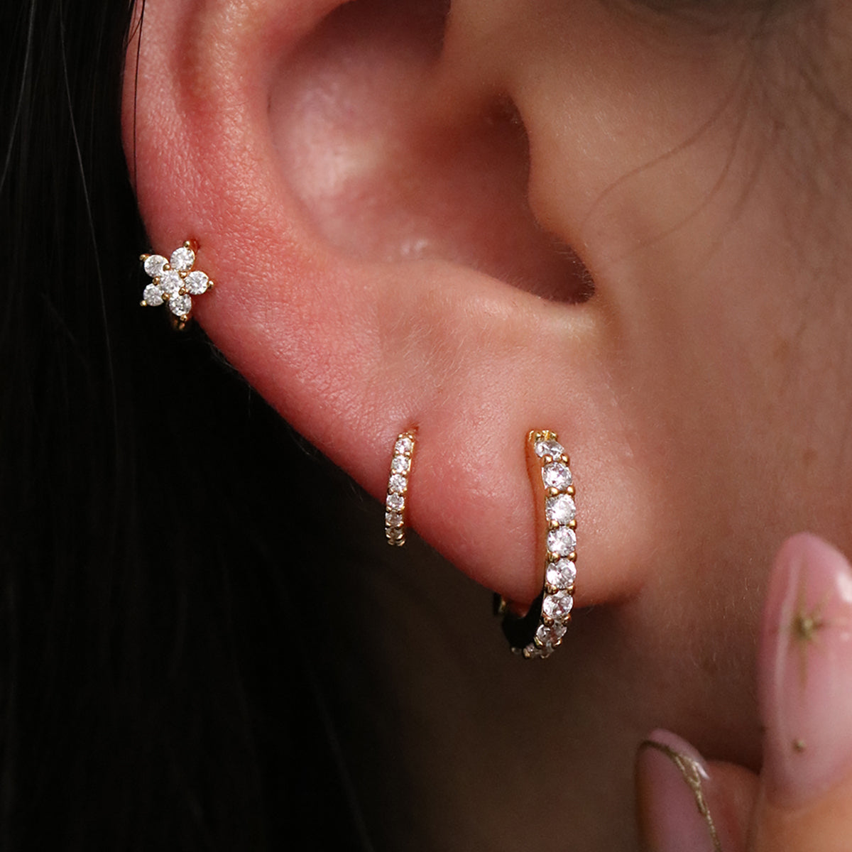 Claw pave huggie earrings