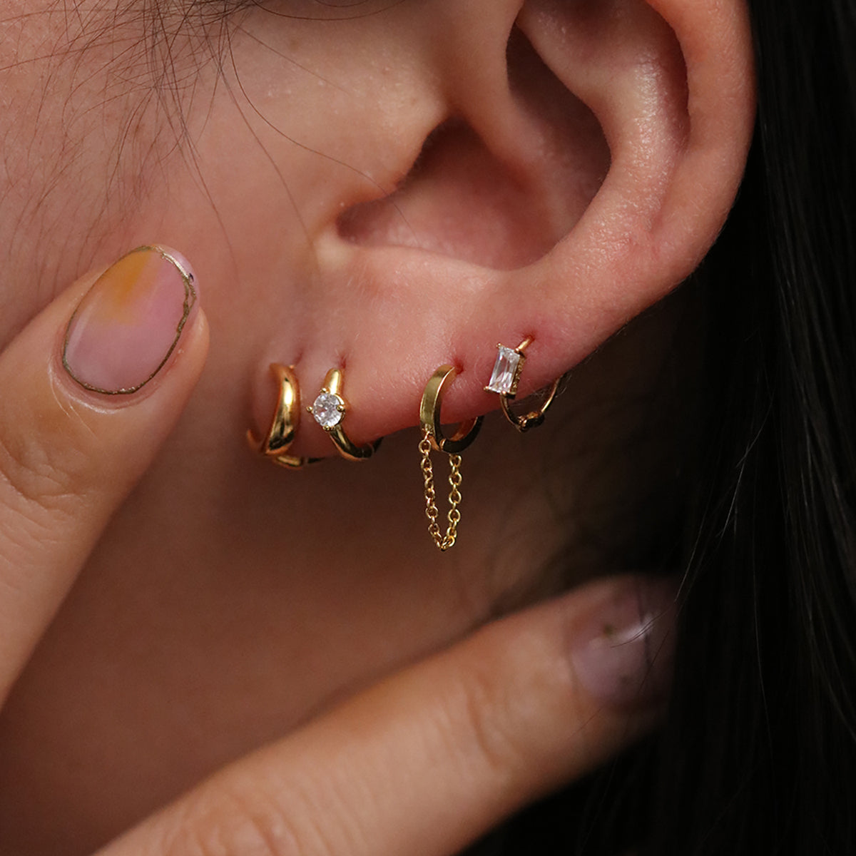 Single Cubic Huggie Earring