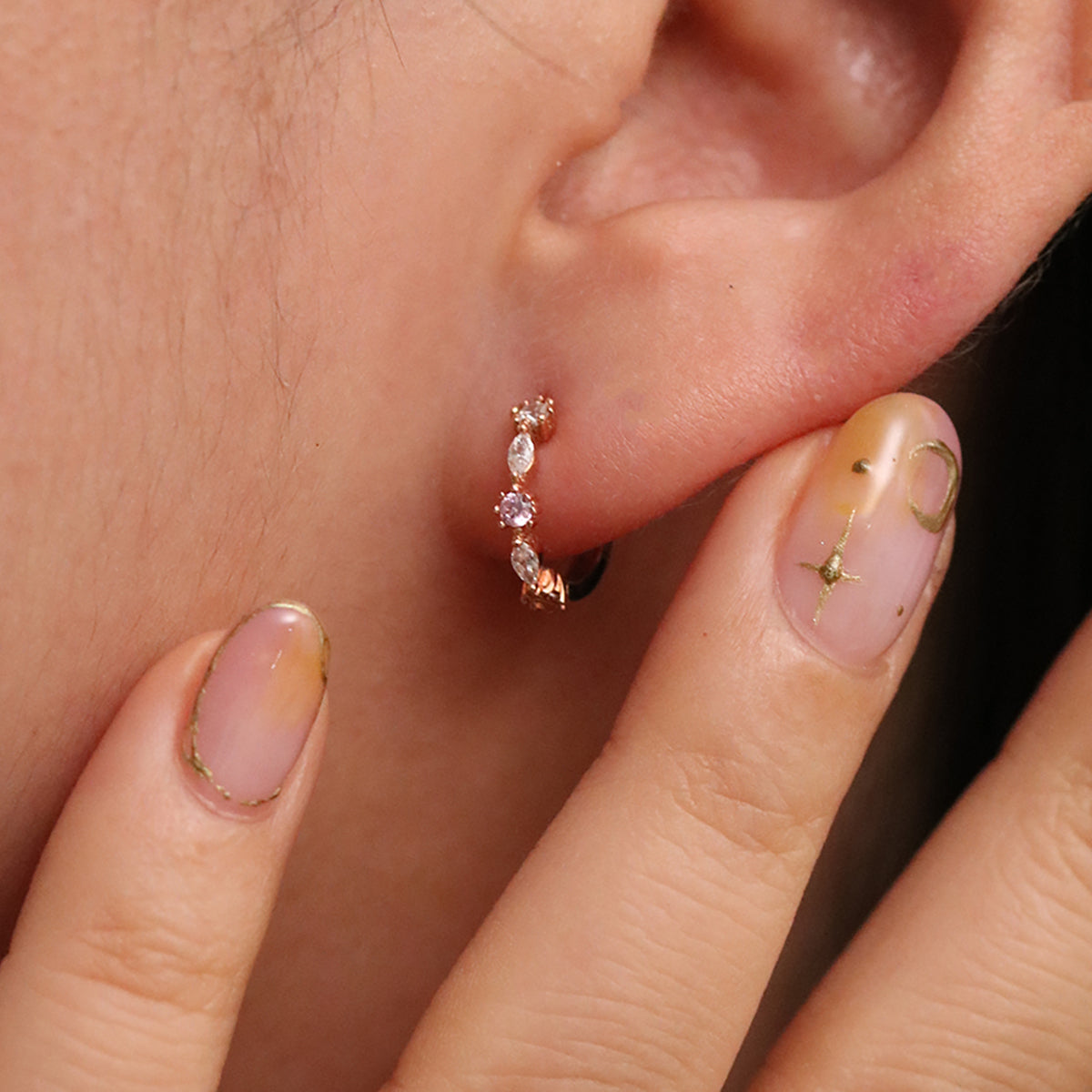 Pastel cubic huggie earrings