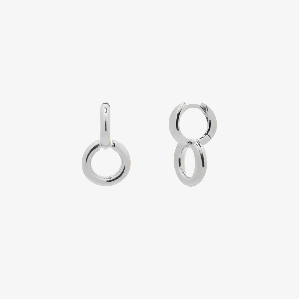 Chunky circle drop huggie earrings