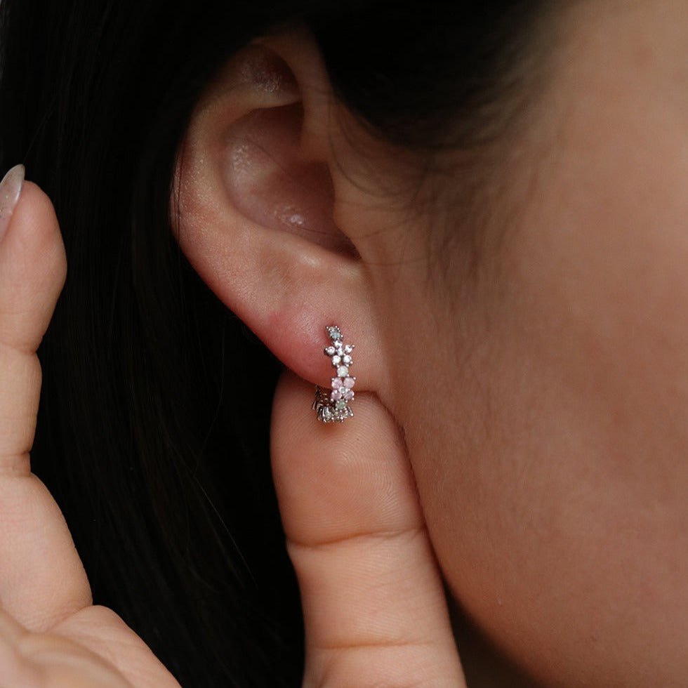 Rose Quartz Flower Set in Silver