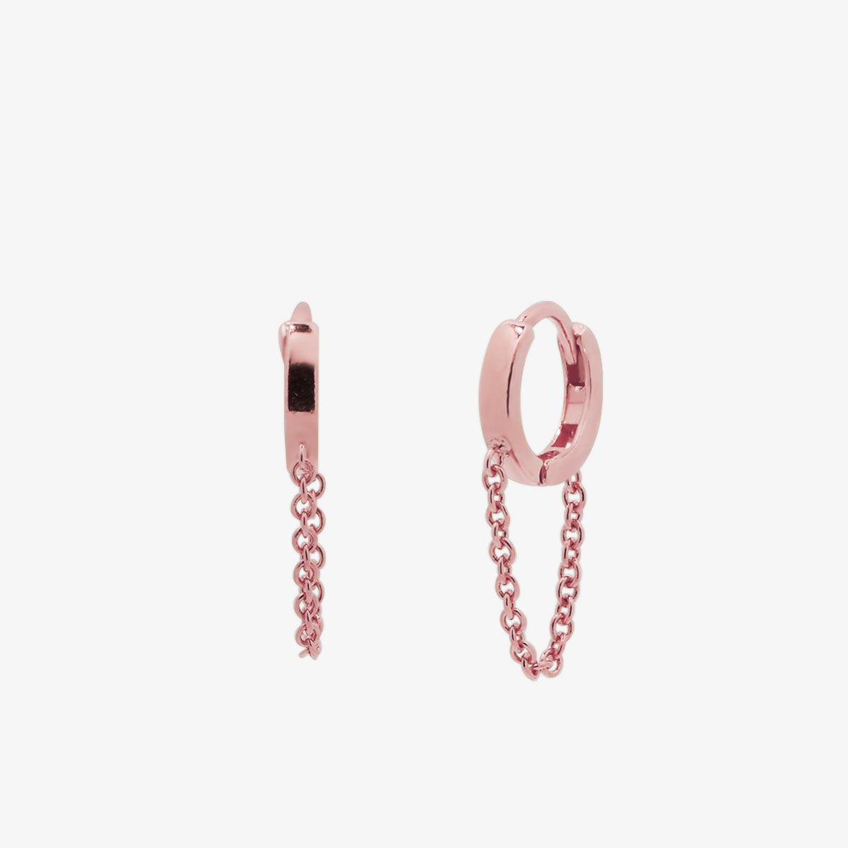 Chain drop huggie earring