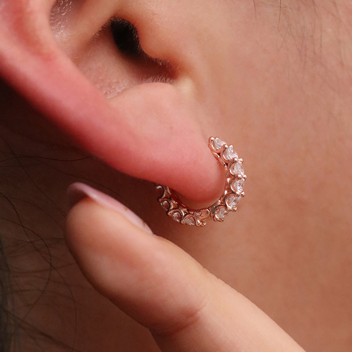 Chunky pave huggie earrings