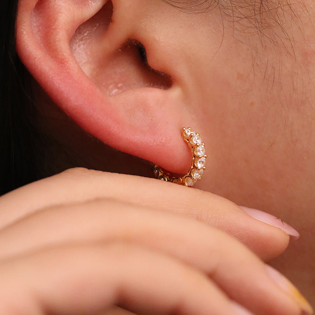 Chunky pave huggie earrings