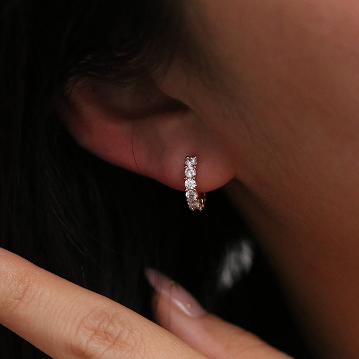 Chunky pave huggie earrings