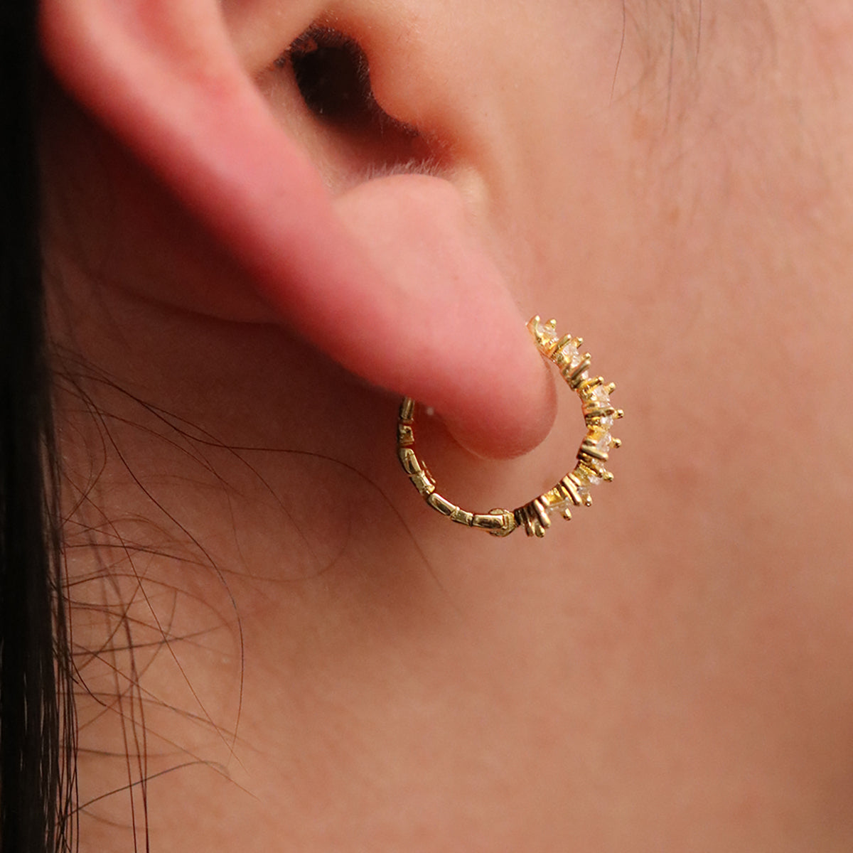 Baguette Pave Huggie Earrings