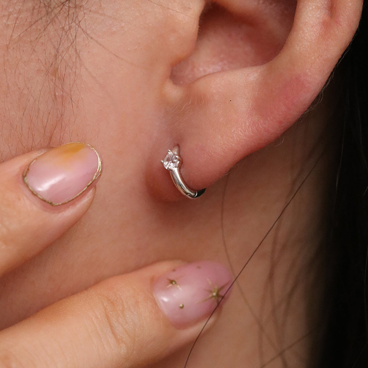 Single Cubic Huggie Earring