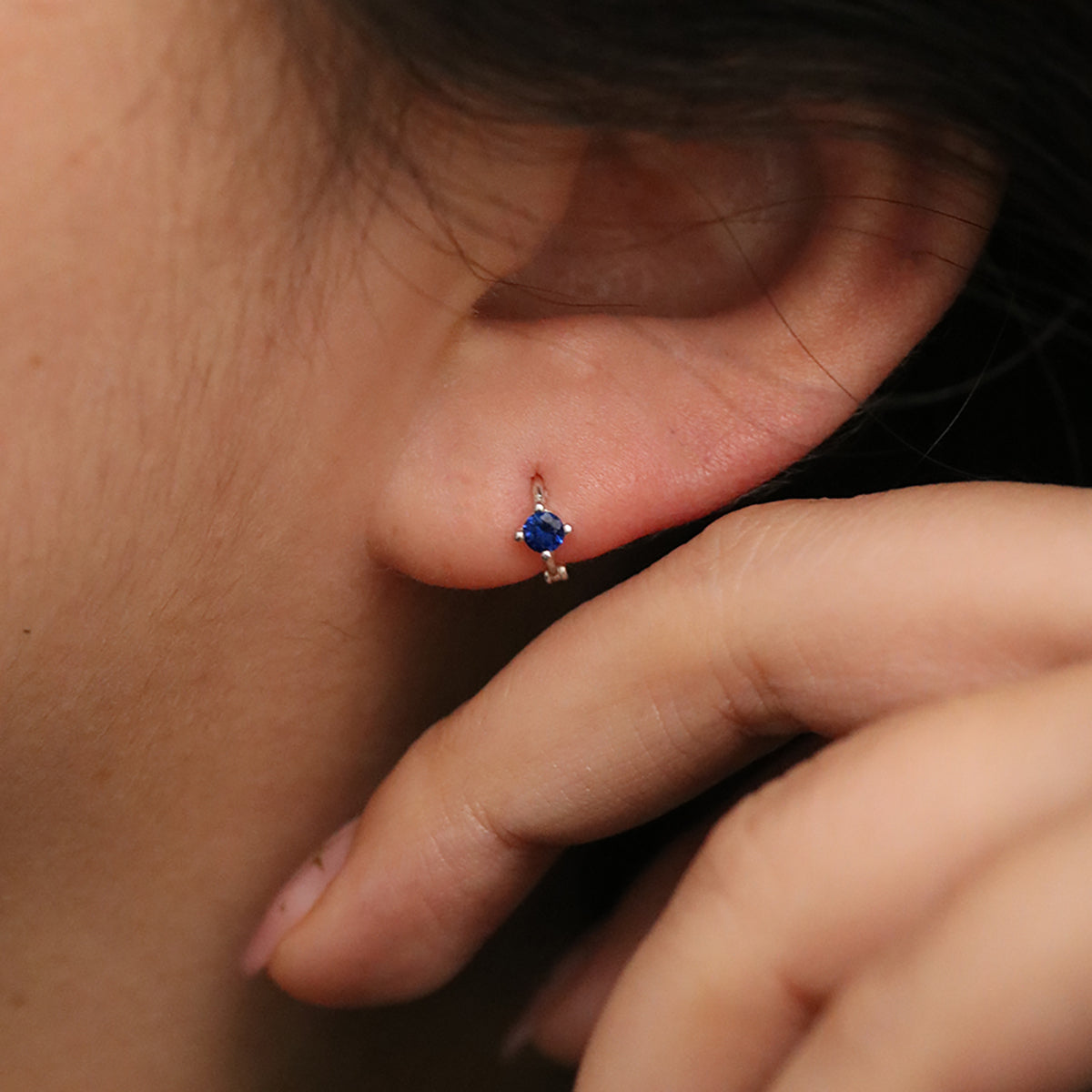 Single Lapis Lazuli Huggie Earring