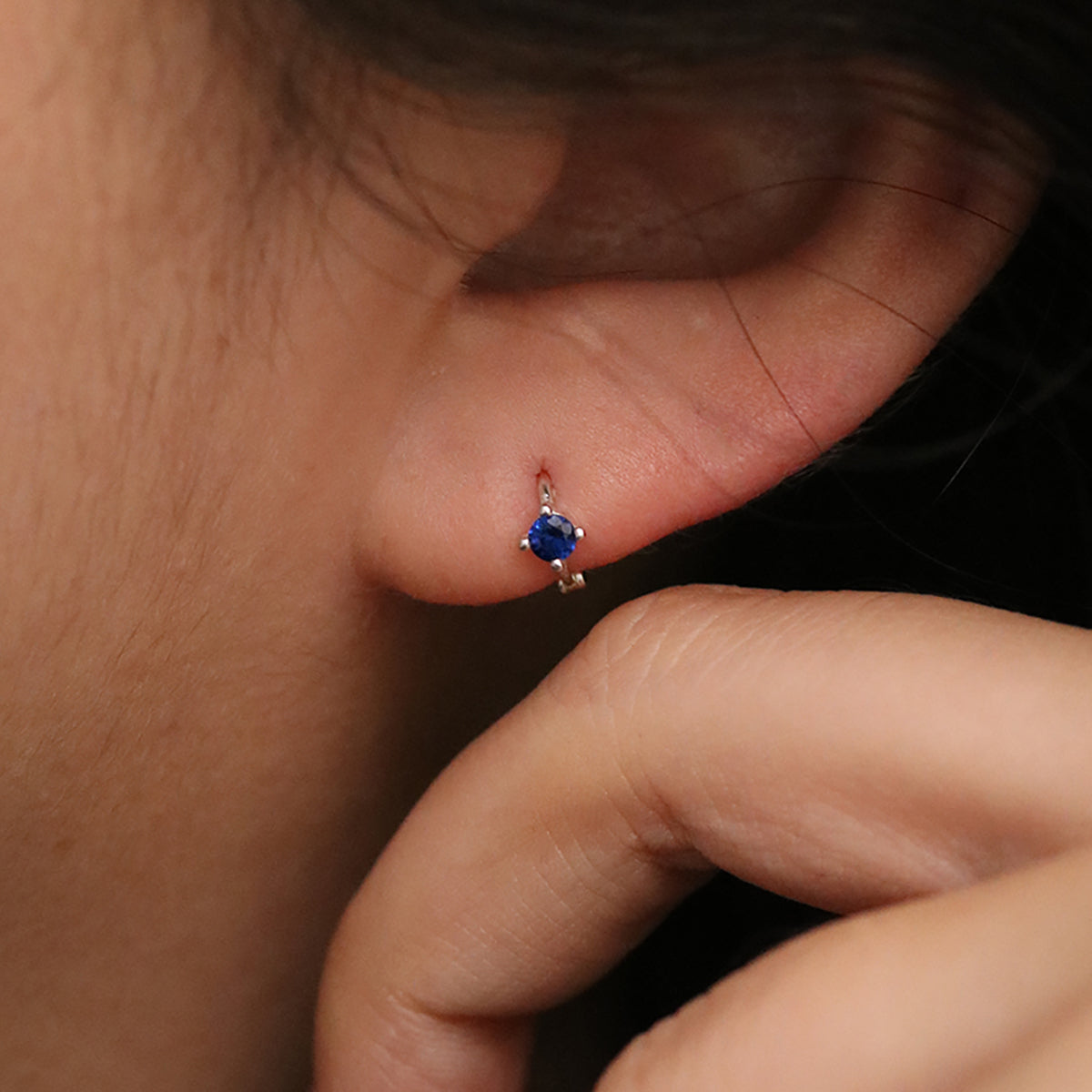 Single Lapis Lazuli Huggie Earring