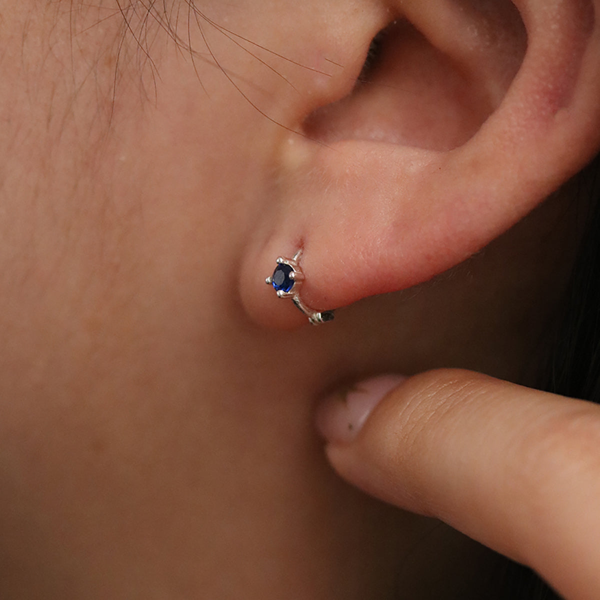 Single Lapis Lazuli Huggie Earring