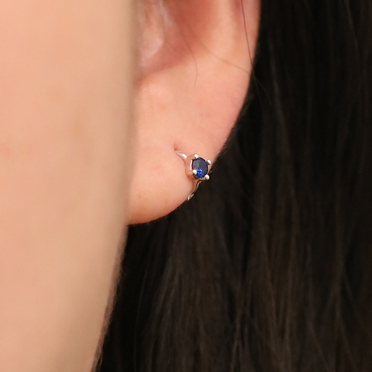 Single Lapis Lazuli Huggie Earring