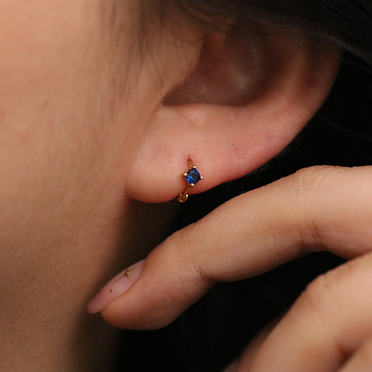 Single Lapis Lazuli Huggie Earring