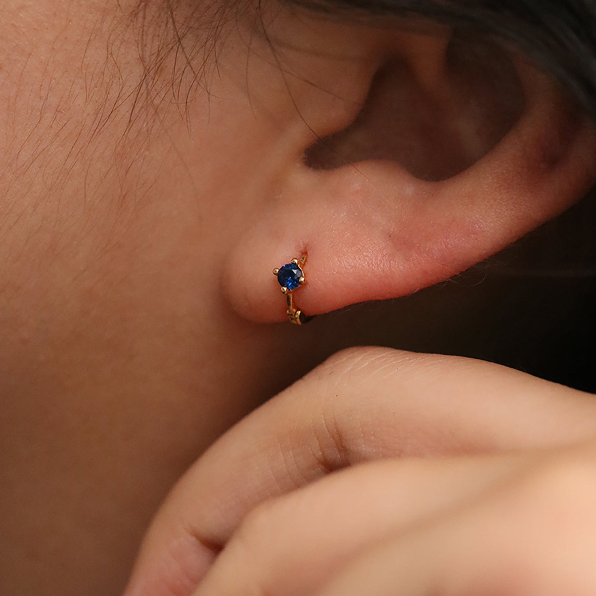 Single Lapis Lazuli Huggie Earring