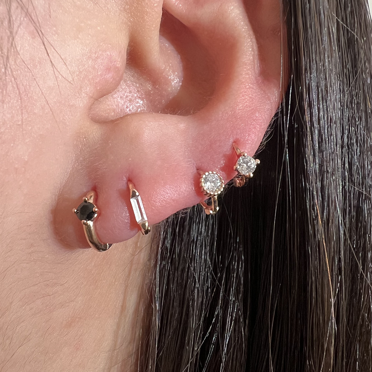 Black Onyx Huggie Earrings