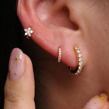 Simple pave huggie earrings
