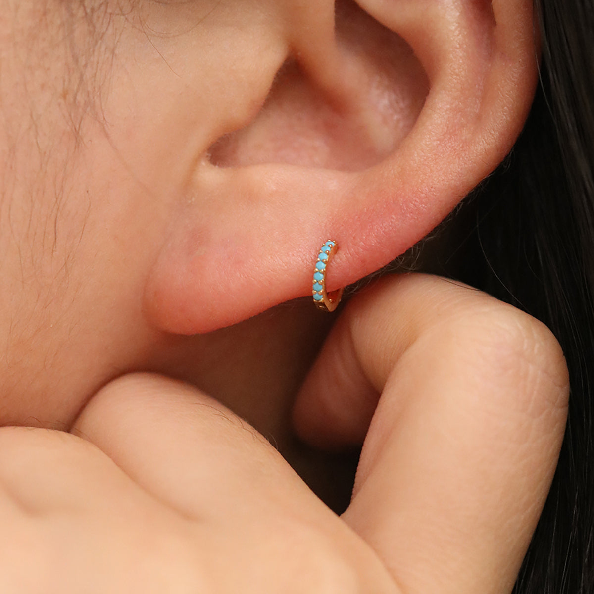 Turquoise Huggie Earrings