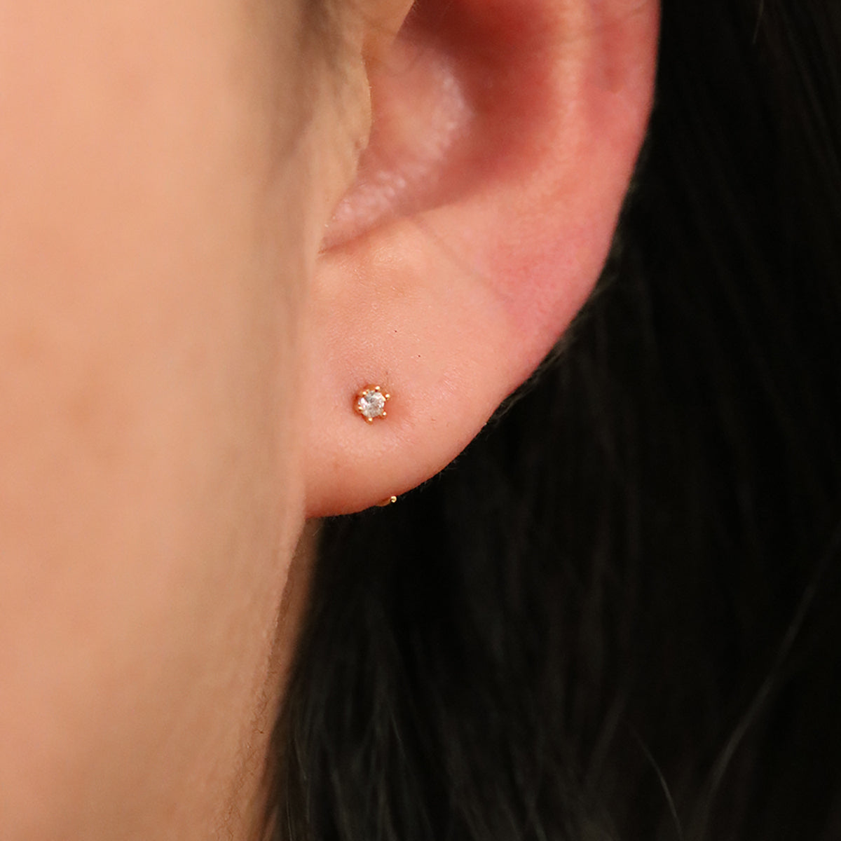 Simple Cubic Open Huggie Earring