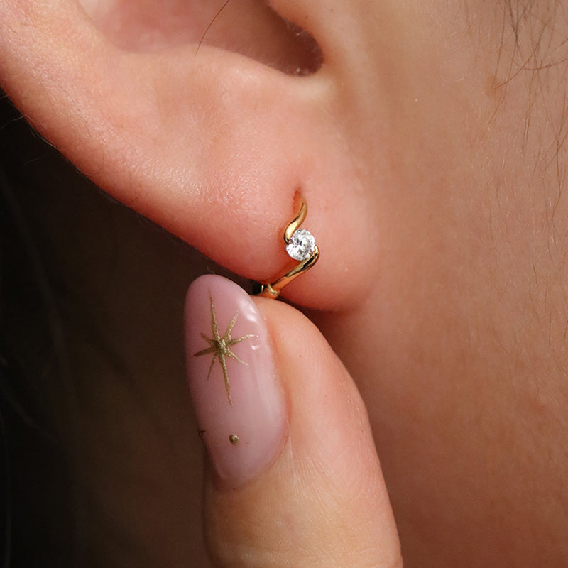 Cubic twist huggie earrings