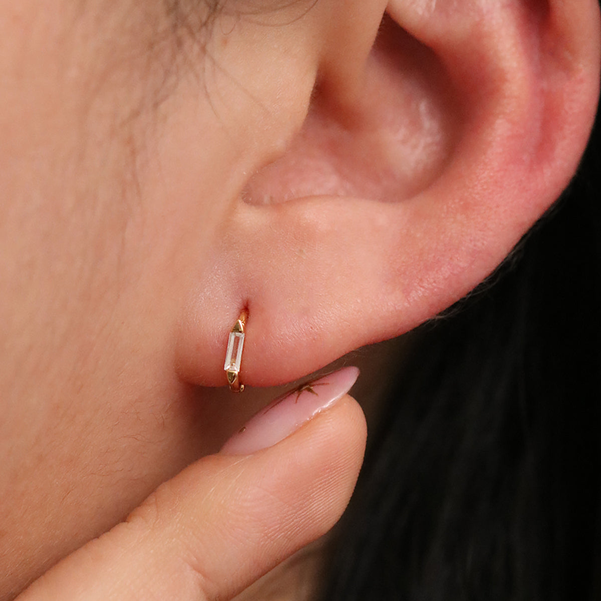 Square cubic huggie earring