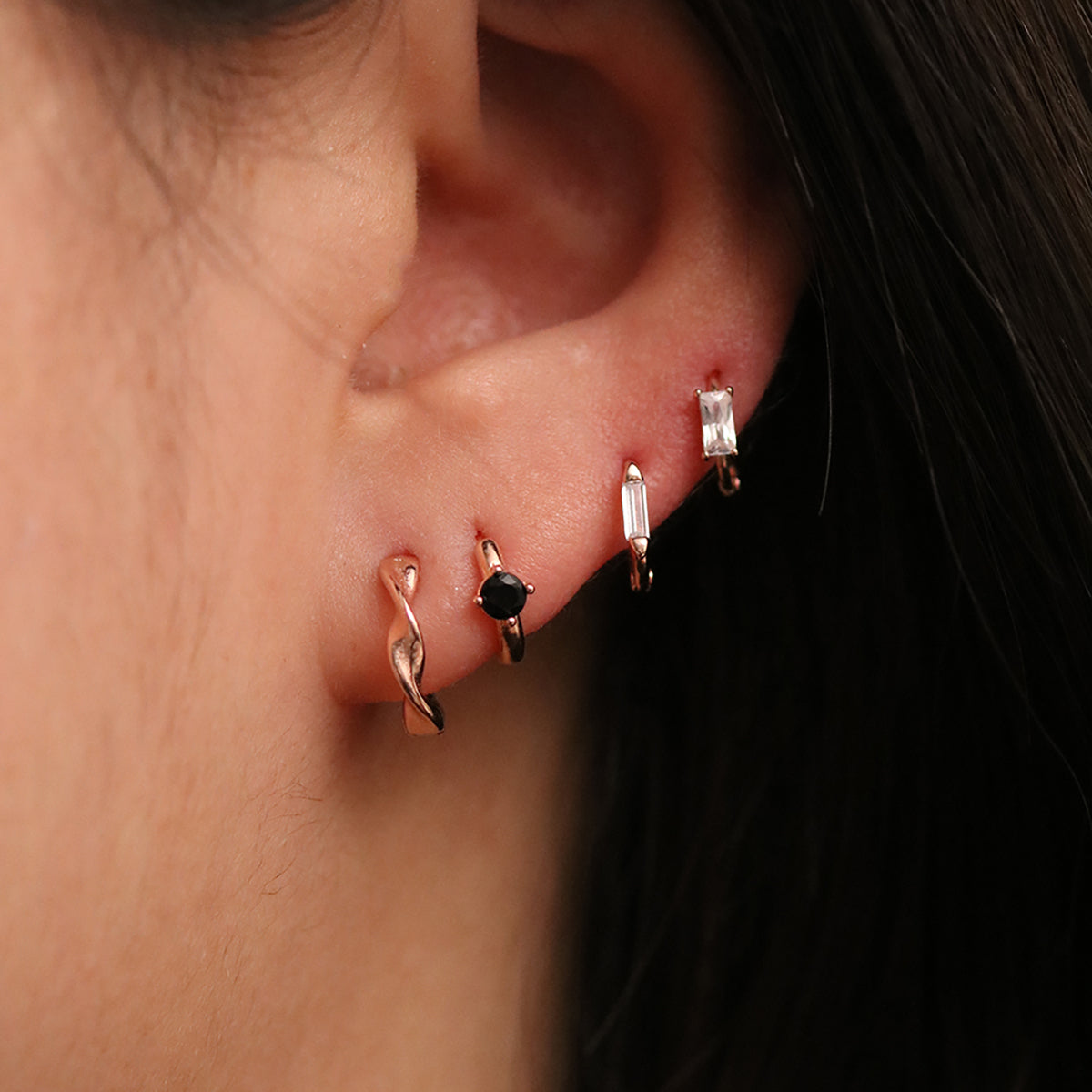 Square cubic huggie earring