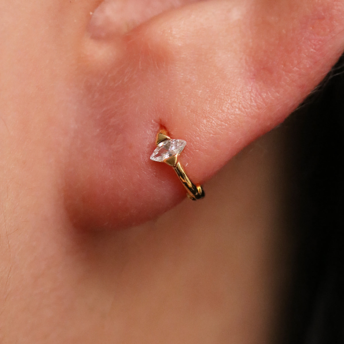 Encased Cubic Huggie Earring