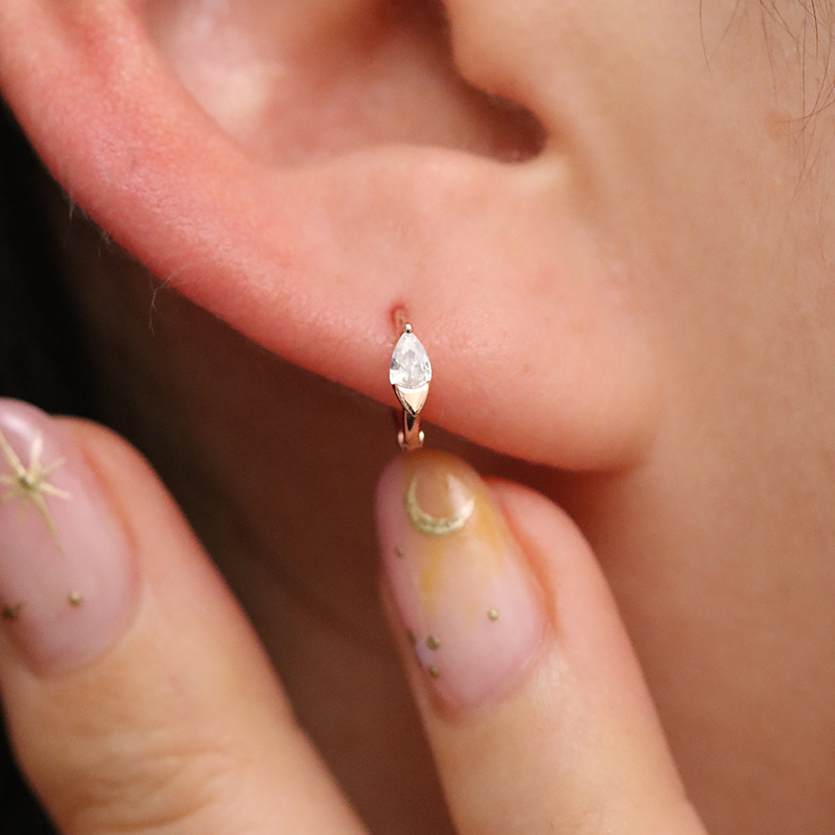 Teardrop Cubic Huggie Earring