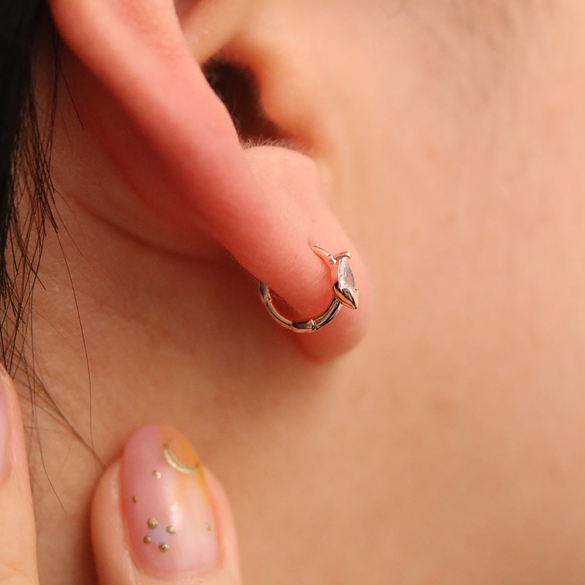 Teardrop Cubic Huggie Earring