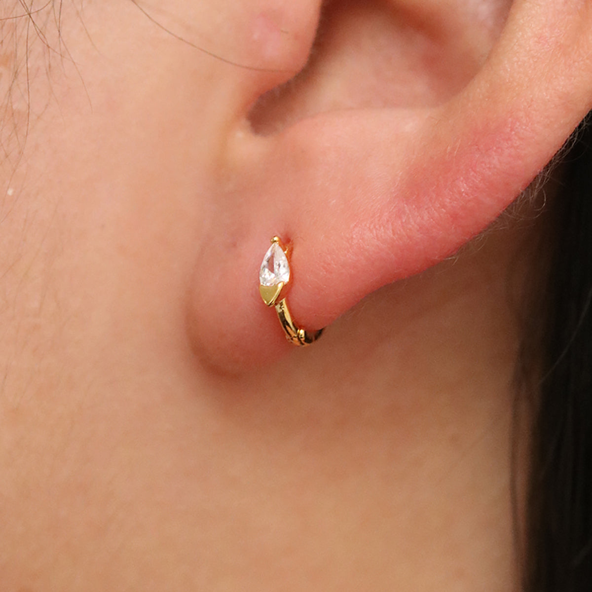 Teardrop Cubic Huggie Earring