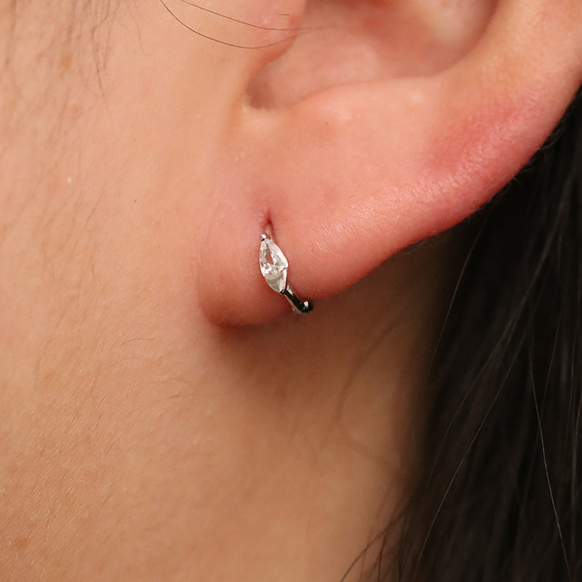 Teardrop Cubic Huggie Earring