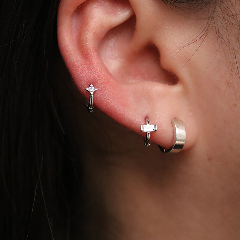Flat edge huggie earrings