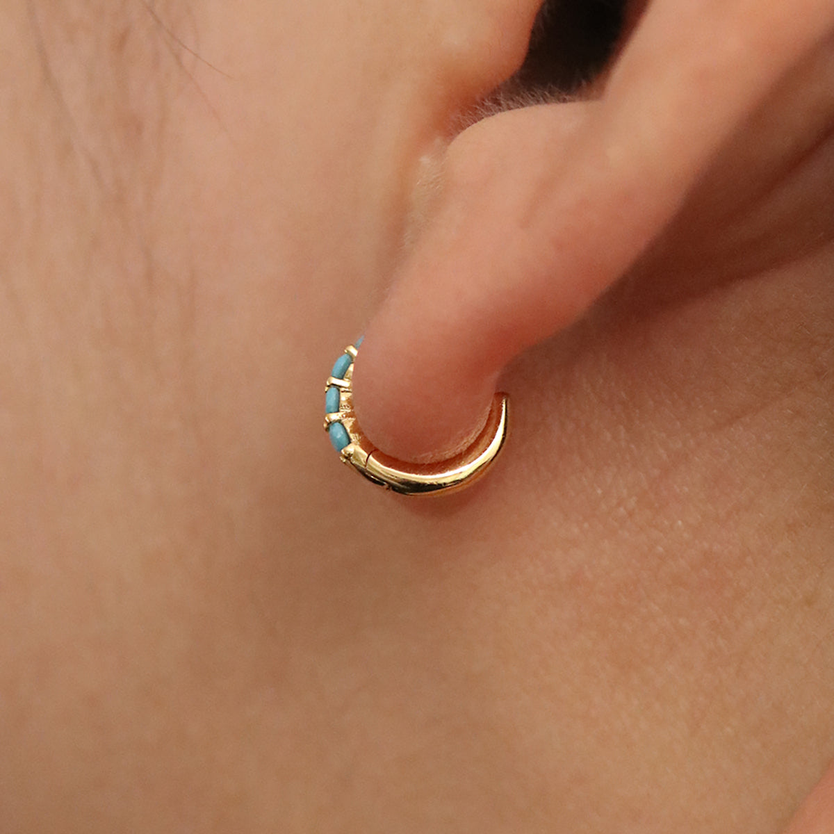 Turquoise Pave Huggie Earring