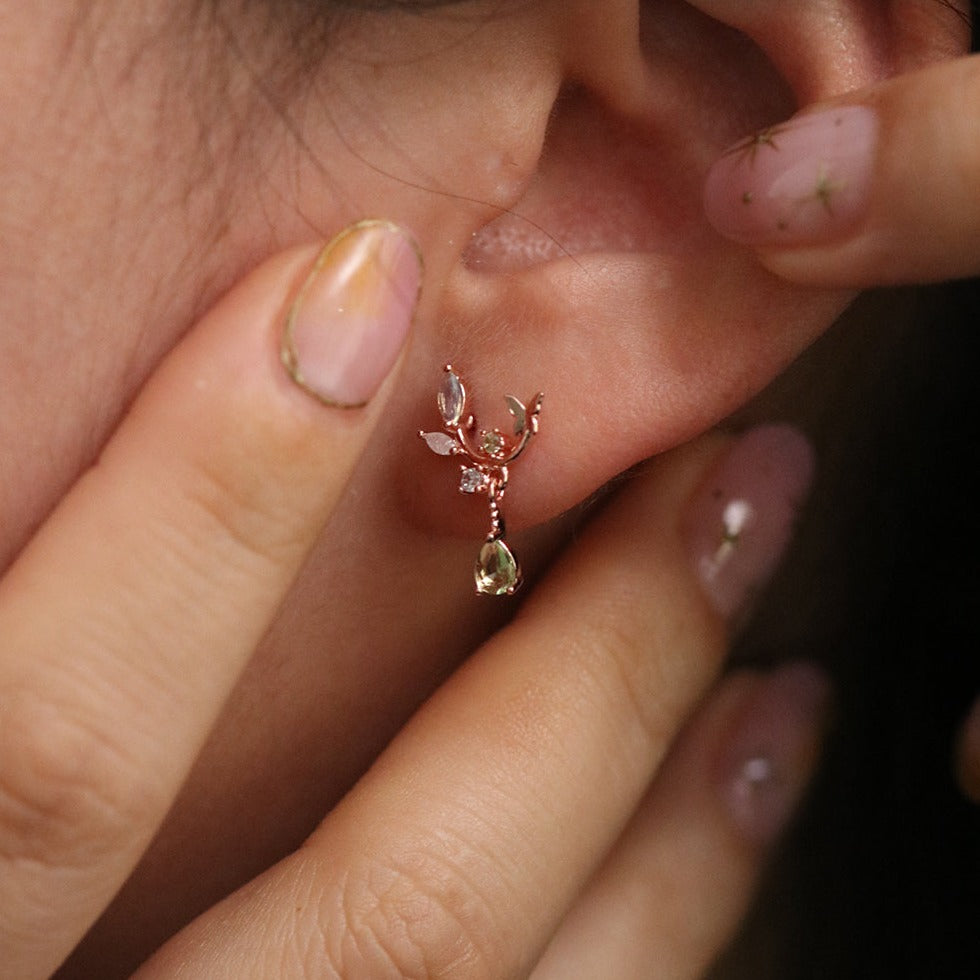 Moonstone branch dangle earrings