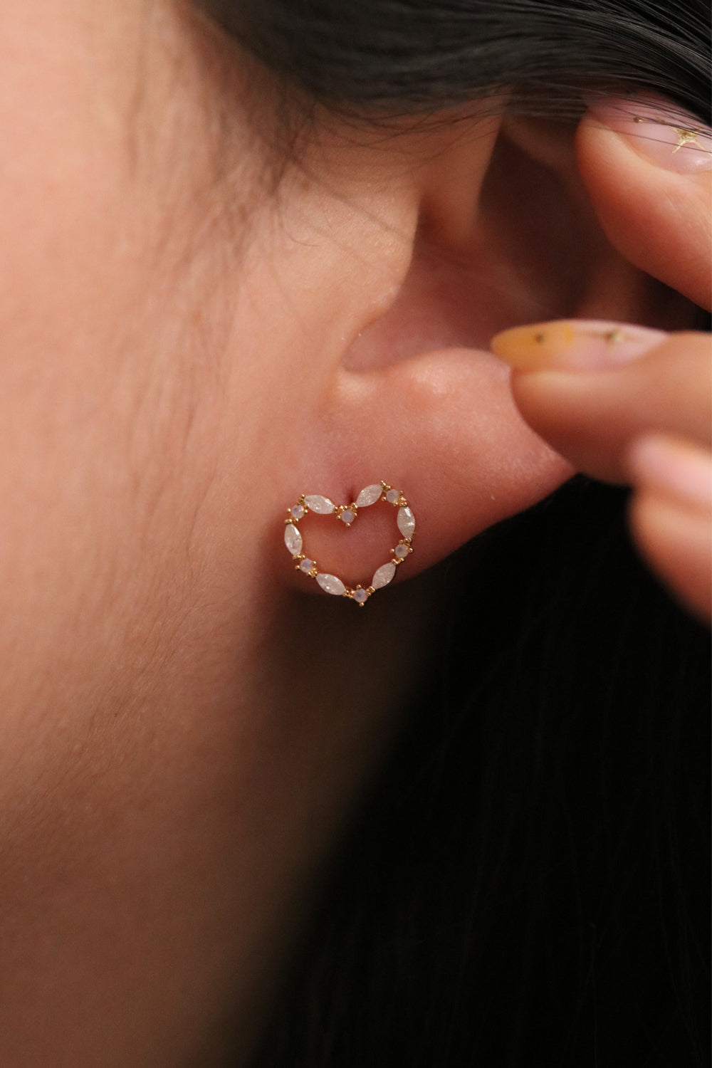 Heart Shaped Moonstone Earrings