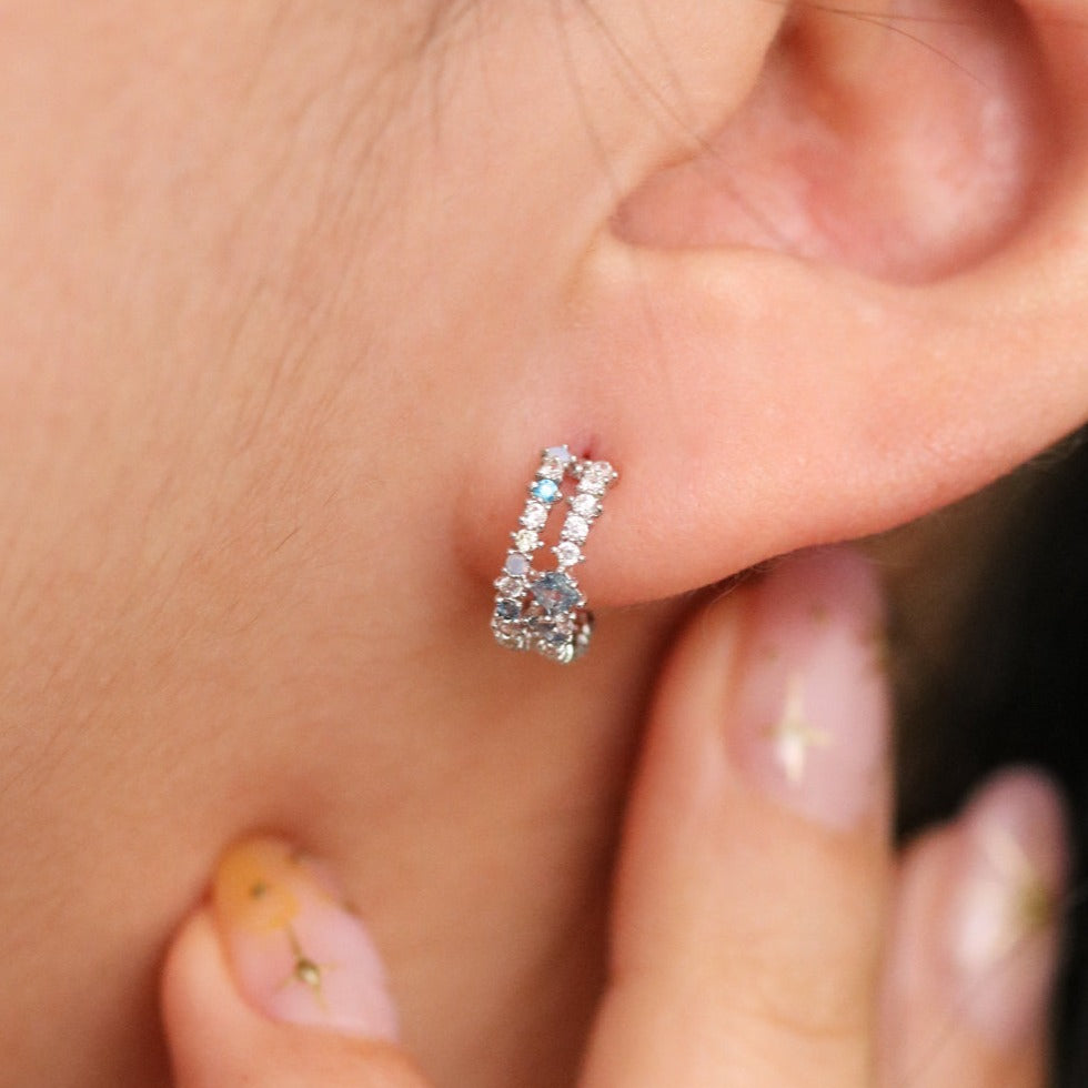 Blue Topaz and Moonstone Semi-Hoop Earrings