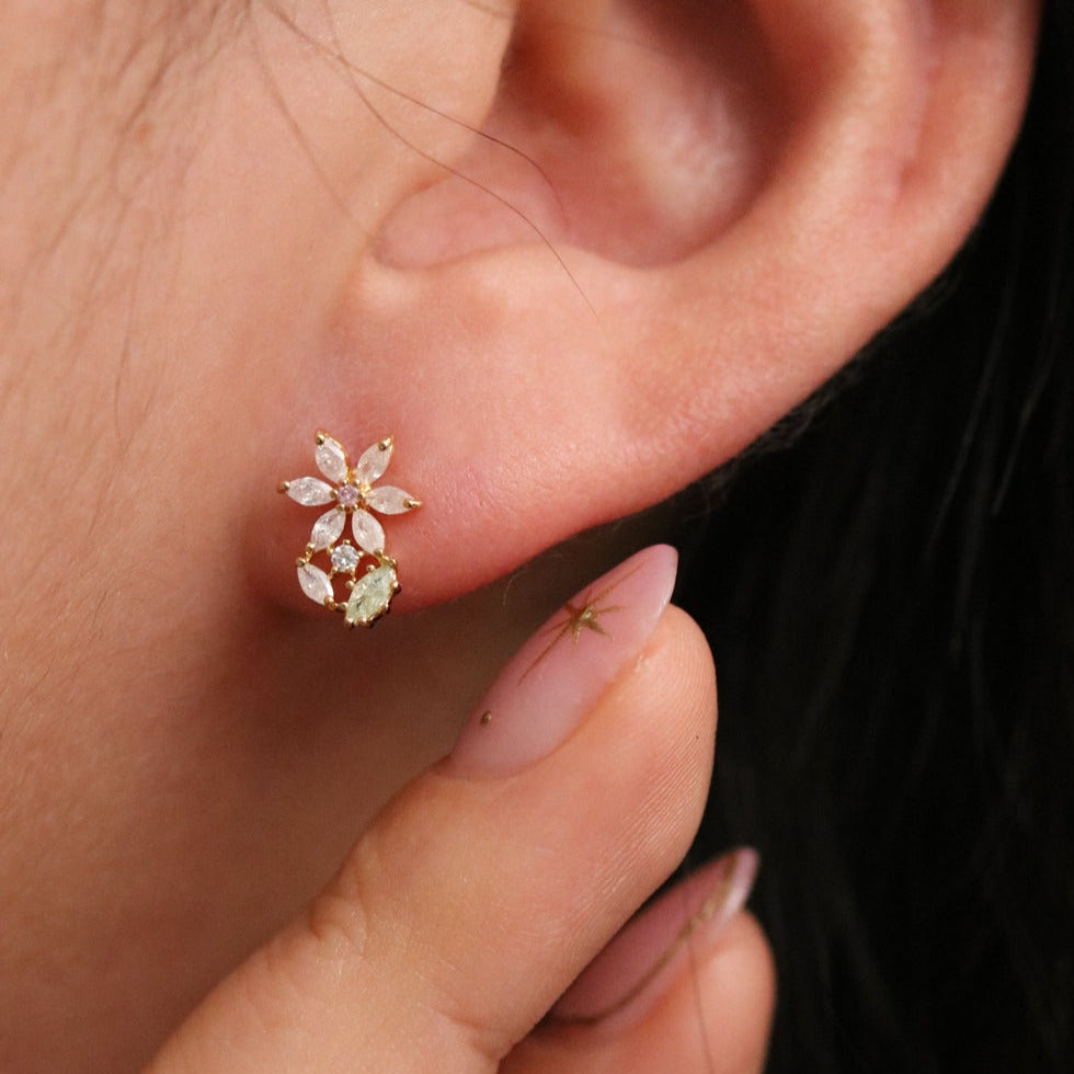 Flower Peridot Earrings