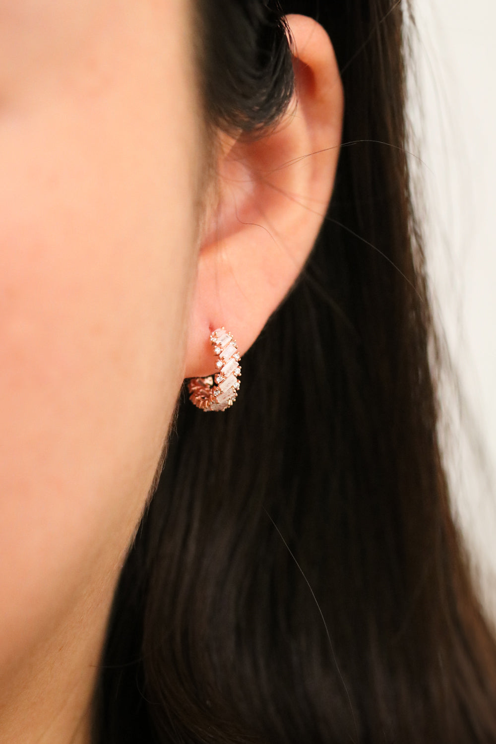 White Topaz Semi-Hoop Earring