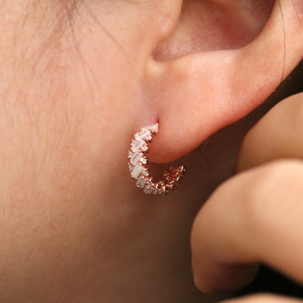 White Topaz Semi-Hoop Earring