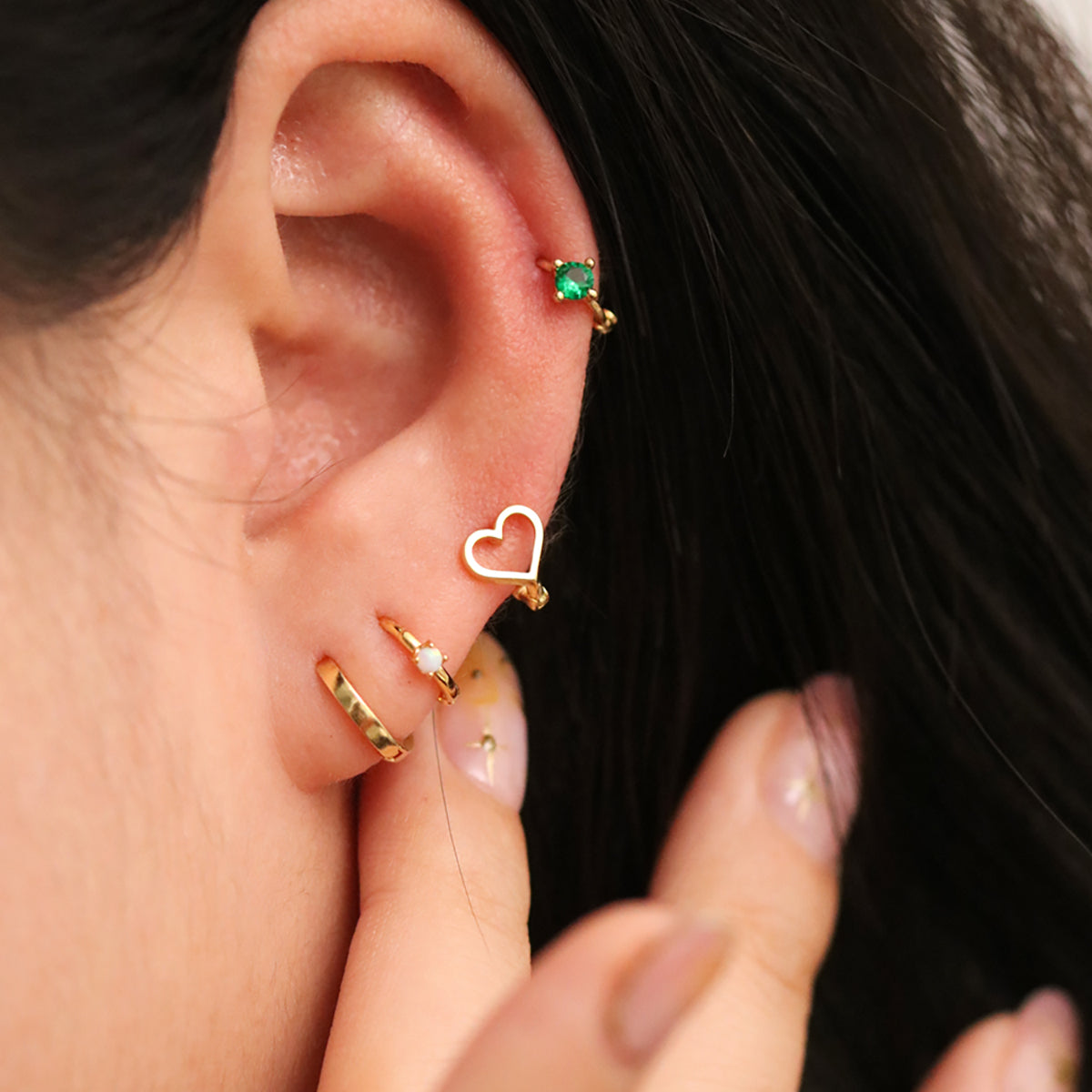 Opal Slim Huggie Earring