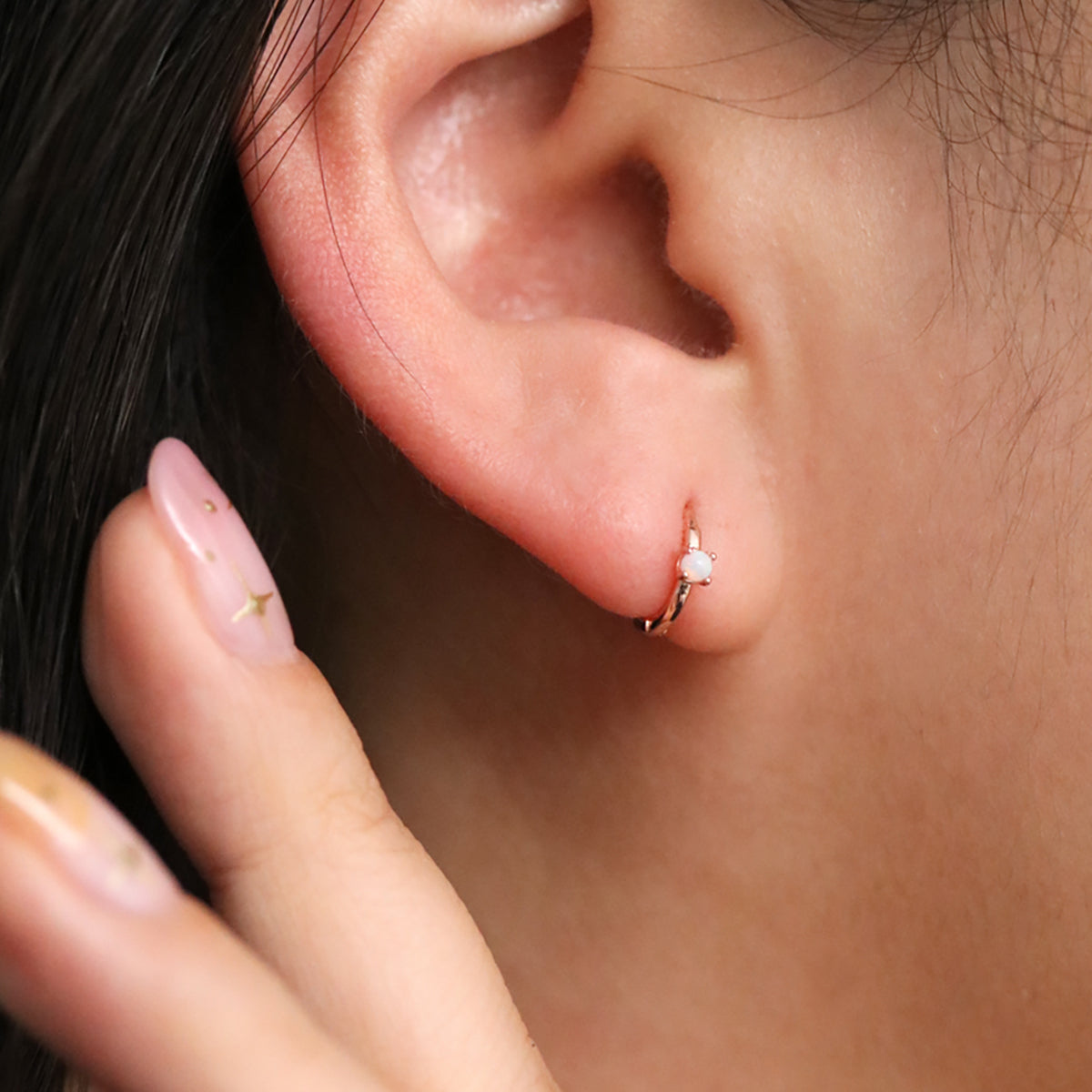 Opal Slim Huggie Earring