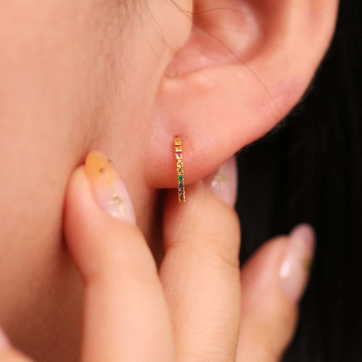 Rainbow Huggie Earrings