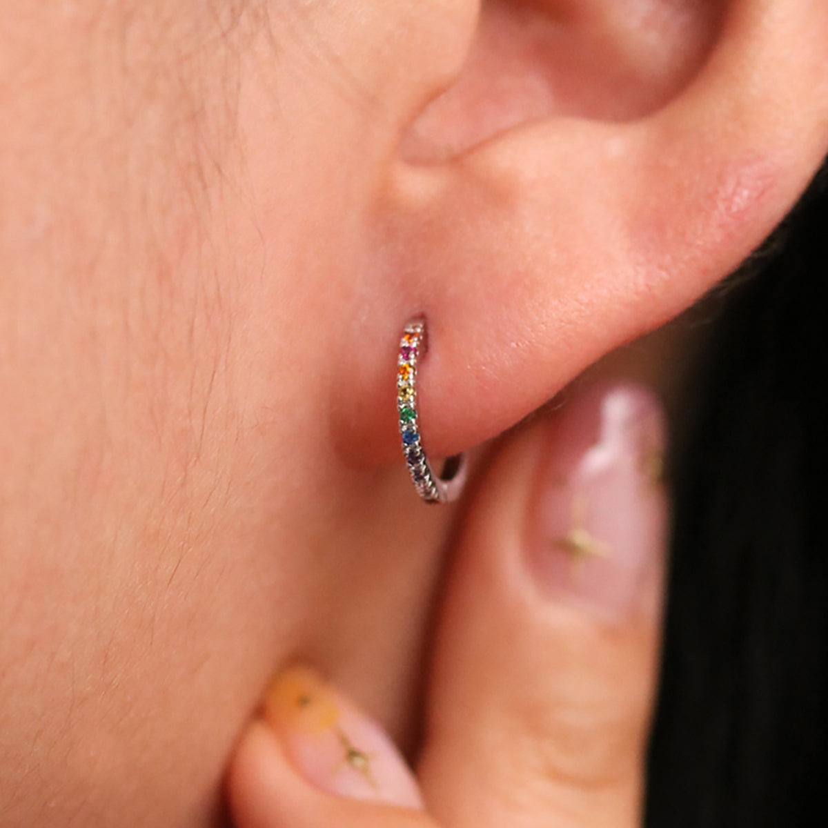 Rainbow Huggie Earrings