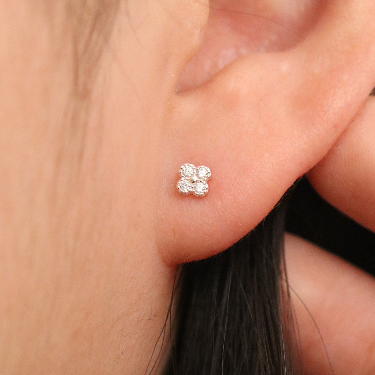 Clover Sparkle Stud Earrings