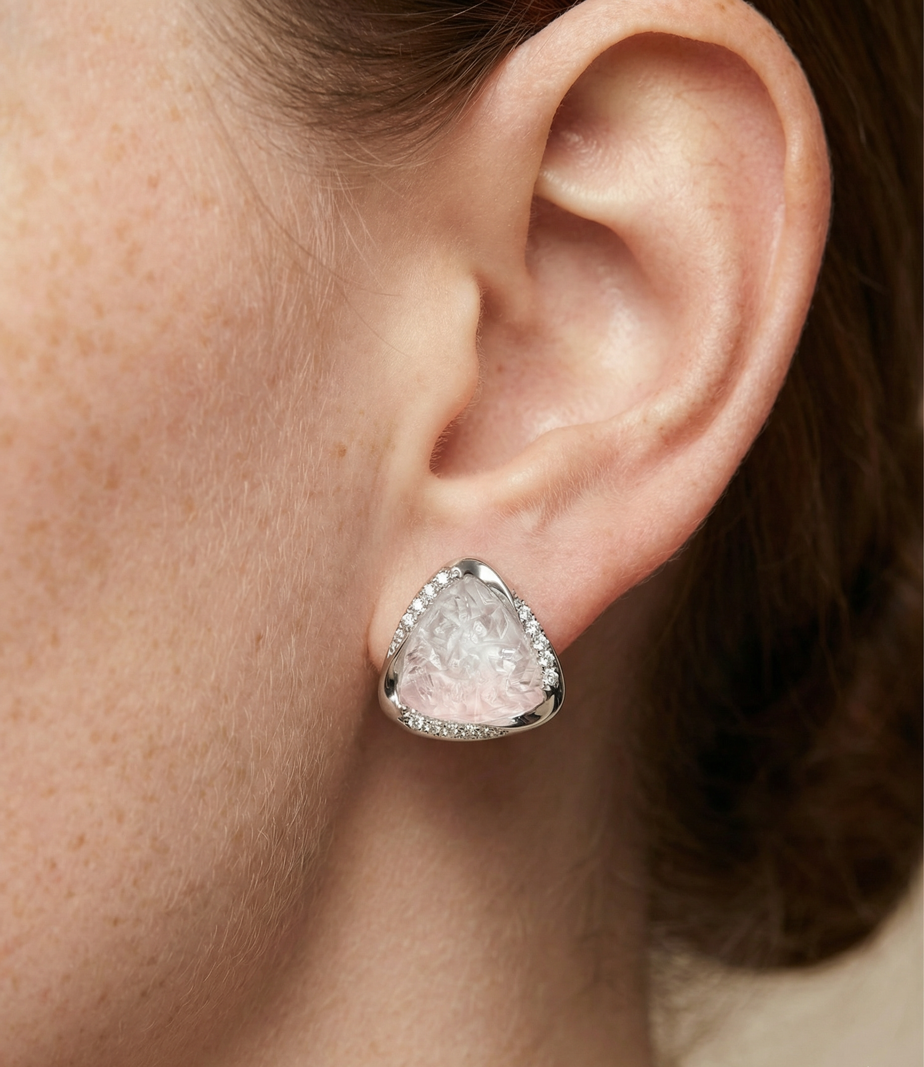 Ice Glow Triangle Stud Earrings
