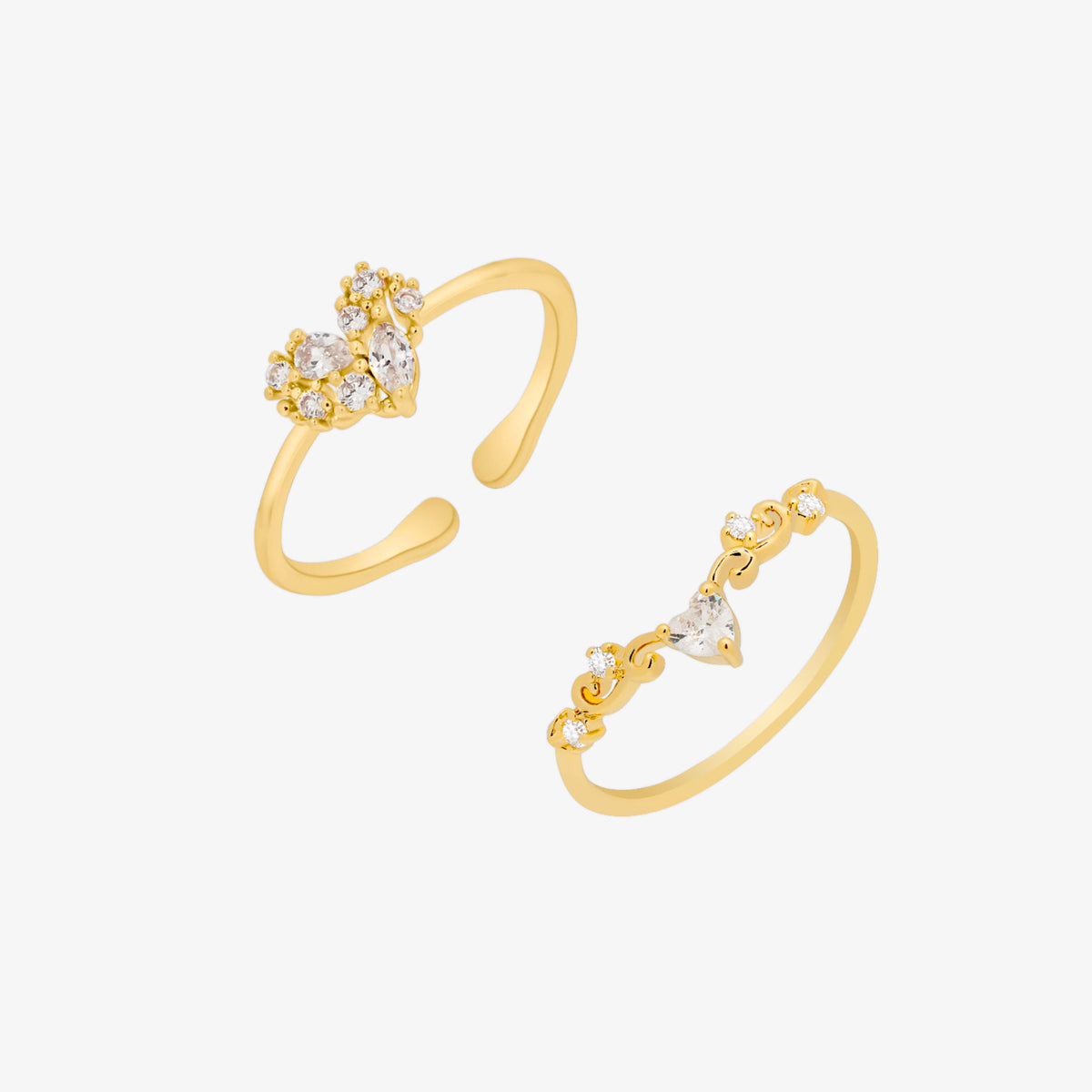 Heart Ring Set In Gold