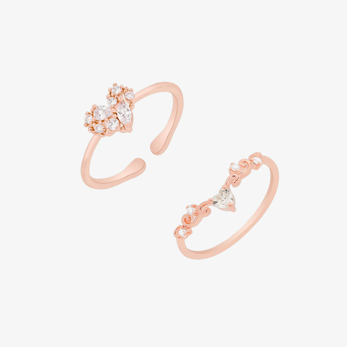 Heart Ring Set In Rose Gold